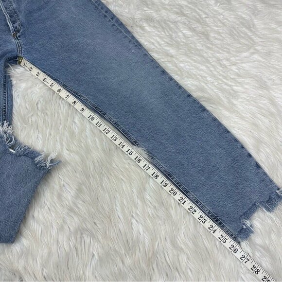 Agolde Women’s Nico Button-Fly Skinny‎ Luxury Raw Hem Blue Jeans W32-33/L26 - Picture 11 of 12